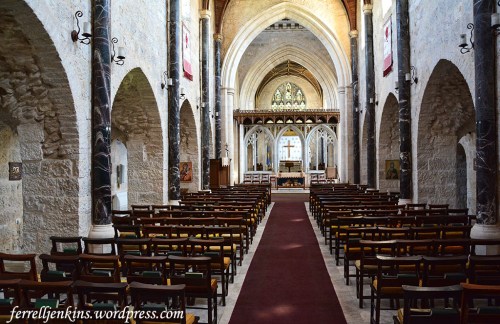 The interior of the St. George Cathedral. The stained glass windows are on the left side. Photo by Ferrell Jenkins.