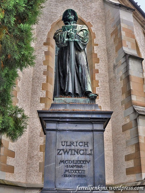 Statue of Ulrich Zwingli, Geneva, Switzerland. Photo by Ferrell Jenkins.