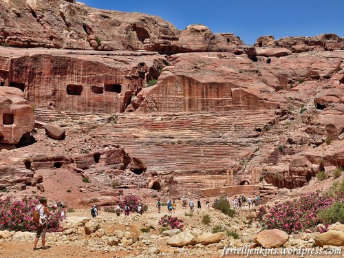 The theater at Petra, dating to the first century A.D., is carved from solid rock. Photo by Ferrell Jenkins.
