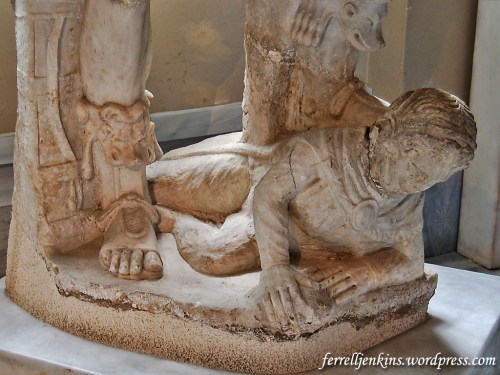 Closeup of Hadrian with his foot on the neck of an enemy. Photo by Ferrell Jenkins.