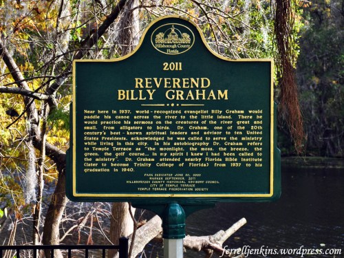 Billy Graham Historical marker in Temple Terrace, F. Photo by Ferrell Jenkins.