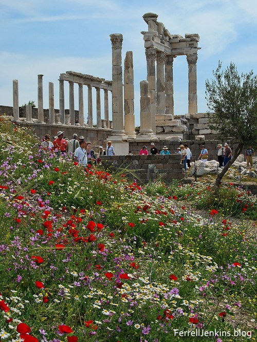 Reconstructed temple of Emperor Trajan in Pergamum. FerrellJenkins.blog.