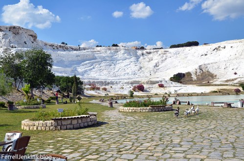 A view of the travertine formation that has formed as a result of the warm water running over the hillside. Photo by Ferrell Jenkins.