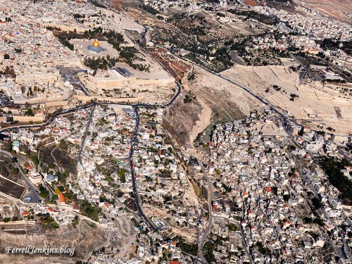 Aerial view of the Temple Mount, the Ophel, and the City of David. Photo: FerrellJenkins.blog.