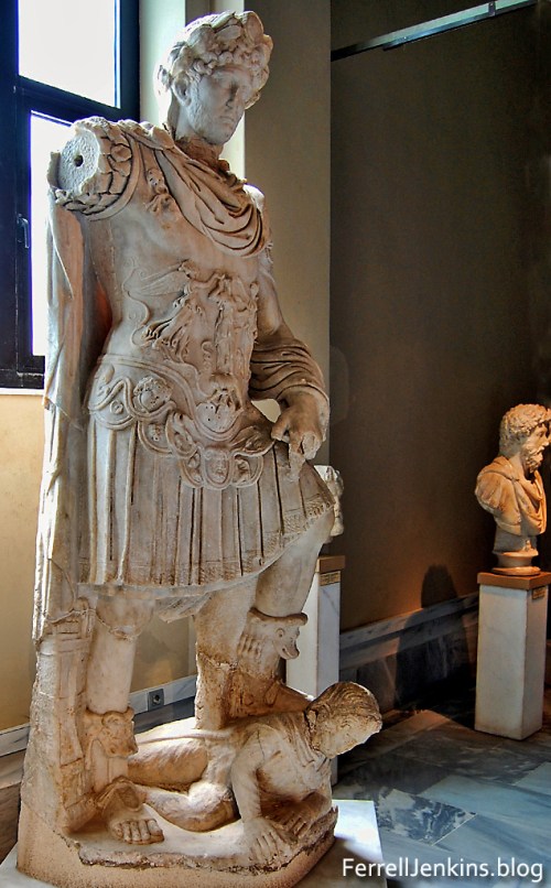 Roman Emperor Hadrian with foot on an enemy. Istanbul Archaeological Museum. Photo: ferrelljenkins.blog.