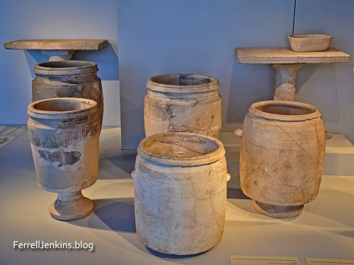 Large jars for water of purification in the Israel Museum.