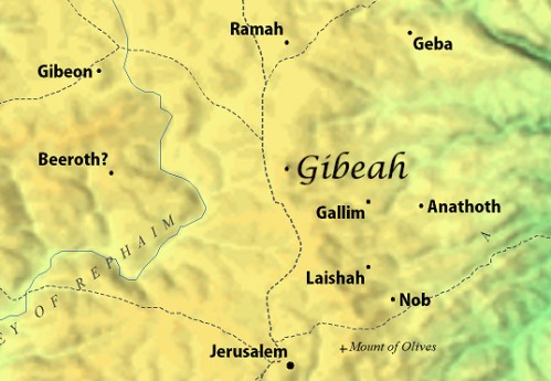 Location of Gibeah of Saul