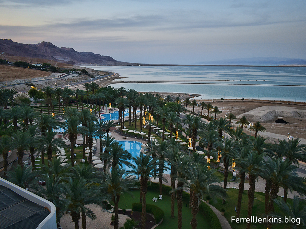 Southern end of the Dead Sea. Hotel recreation area.