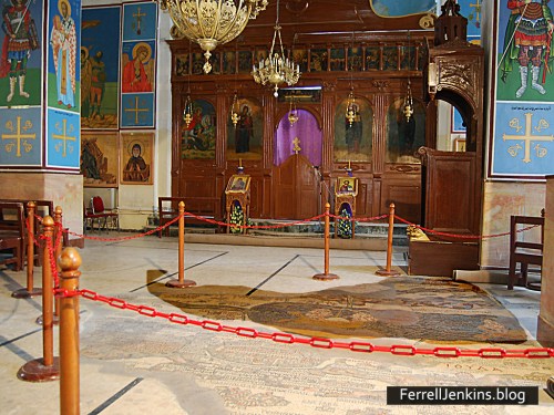 Interior of the Madaba, Jordan, church that protects the map. Photo by Ferrell Jenkins.