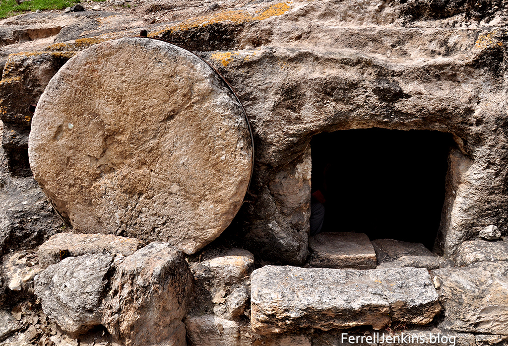 A Roman period tomb cut from stone with a rolling stone.  This tomb is located near the Jezreel Valley in Israel. Photo by Ferrell Jenkins.