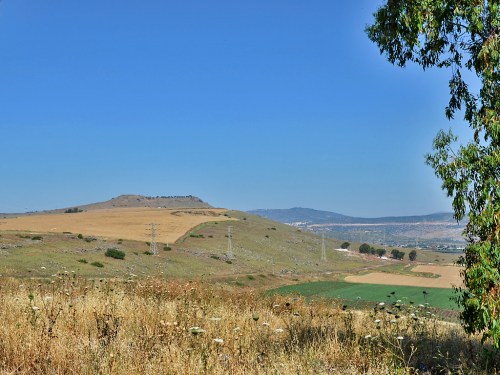 The Horns of Hattin NE from Highway 77 near Tiberias.